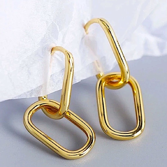 STERLING SILVER INTERLOCKING O SHAPED EARRINGS - Picture 3 of 10